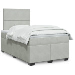 vidaXL Box spring postelja z vzmetnico svetlo siva 120x200 cm žamet
