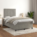 vidaXL Box spring postelja z vzmetnico svetlo siva 120x200 cm žamet
