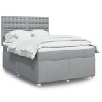 vidaXL Box spring postelja z vzmetnico svetlo siva 160x200 cm žamet