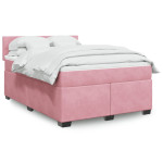 vidaXL Box spring postelja z vzmetnico temno roza 140x200 cm žamet