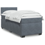vidaXL Box spring postelja z vzmetnico temno siva 100x200 cm žamet