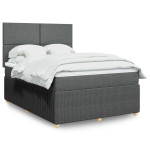 vidaXL Box spring postelja z vzmetnico temno siva 140x200 cm blago