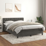 vidaXL Box spring postelja z vzmetnico temno siva 140x200 cm žamet