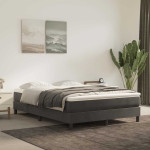 vidaXL Box spring postelja z vzmetnico temno siva 140x200 cm žamet