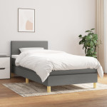 vidaXL Box spring postelja z vzmetnico temno siva 90x200 cm blago