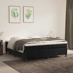 vidaXL Posteljni okvir z vzmetmi črn 180x200 cm žamet