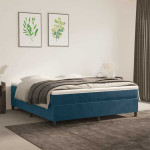 vidaXL Posteljni okvir z vzmetmi temno moder 160x200 cm žamet