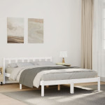 vidaXL Daljši posteljni okvir brez vzmetnice bel 140x210 cm borovina