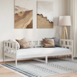 vidaXL Dnevna postelja bela trdna borovina 90x200 cm