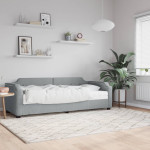 vidaXL Dnevna postelja z vzmetnico svetlo siva 90x190 cm blago