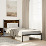 vidaXL Kovinski posteljni okvir brez vzmetnice dimljen hrast 90x200 cm