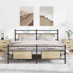 vidaXL Kovinski posteljni okvir brez vzmetnice sonoma hrast 160x200 cm