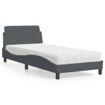 vidaXL Postelja z vzmetnico Dover temno siv 90x190 cm žamet