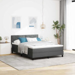 vidaXL Postelja z vzmetnico z vzglavjem Temno siva 140 x 200 cm blago