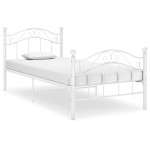 vidaXL Posteljni okvir bel kovinski 90x200 cm