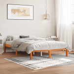 vidaXL Posteljni okvir brez vzmetnice voščeno rjav 120x190 cm borovina