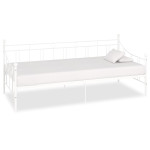 vidaXL Posteljni okvir za dnevno posteljo bel kovinski 90x200 cm