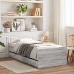 vidaXL Posteljni okvir s predali siva sonoma 90x190 cm