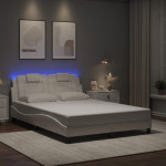 vidaXL Posteljni okvir Viana z LED brez vzmetnice bel 140x200 cm