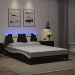 vidaXL Posteljni okvir Viana z LED brez vzmetnice črno bel 140x200 cm