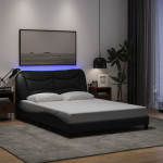 vidaXL Posteljni okvir z LED brez vzmetnice Hvar črn 140x200 cm blago