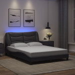 vidaXL Posteljni okvir z LED brez vzmetnice Hvar siv 120x200 cm