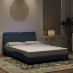 vidaXL Posteljni okvir z LED brez vzmetnice temno siv 140x200 cm žamet