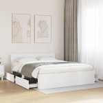 vidaXL Posteljni okvir z vzglavjem brez vzmetnice bel 160x200 cm