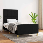 vidaXL posteljni okvir brez vzmetnice Črna 90x200 cm Tkanina