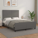 vidaXL Posteljni okvir z vzglavjem siv 140x200 cm umetno usnje