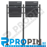 Samostoječi poštni nabiralnik na stojalu, 2x antracit št. 1