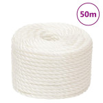vidaXL Delovna vrv bela 10 mm 50 m polipropilen