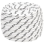 vidaXL Pletena vrv za čoln bela 12 mm x 100 m poliester