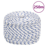 vidaXL Vrv za čoln bela 8 mm 250 m polipropilen