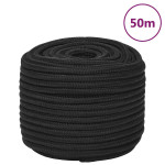 vidaXL Vrv za čoln popolnoma črna 14 mm 50 m polipropilen