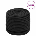 vidaXL Vrv za čoln popolnoma črna 16 mm 50 m polipropilen