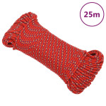 vidaXL Vrv za čoln rdeče 4 mm 25 m polipropilen