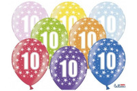 BALONI 10 LET SORTIRANI 30CM 6 KOSOV