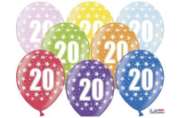 BALONI 20 LET SORTIRANI 30CM 6 KOSOV