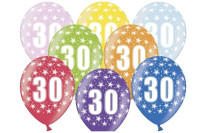 BALONI 30 LET SORTIRANI 30CM 6 KOSOV