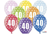 BALONI 40 LET SORTIRANI 30CM 6 KOSOV