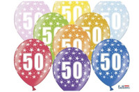 BALONI 50 LET SORTIRANI 30CM 6 KOSOV