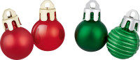 Božične kroglice Ø 2 cm plastika rdeče in zelene 30-delni set
