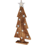 LED božično drevo leseno 25 cm x 6 cm x 54 cm naravno