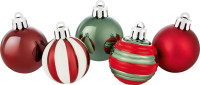 Set 30 božičnih krogel Ø 4 cm v ameriškem stilu rdeče-belo-zelen