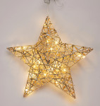 Zvezda železo 20 LED toplo bela 30 x 8 x 30 cm zlata