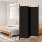 vidaXL Paravan 3-delni 150x200 cm črna blago