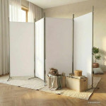 vidaXL Paravan 4-delni bel 346x180 cm blago