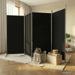 vidaXL Paravan 4-delni črn 346x180 cm blago