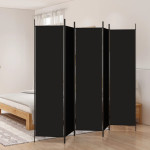 vidaXL Paravan 5-delni 250x200 cm črno blago